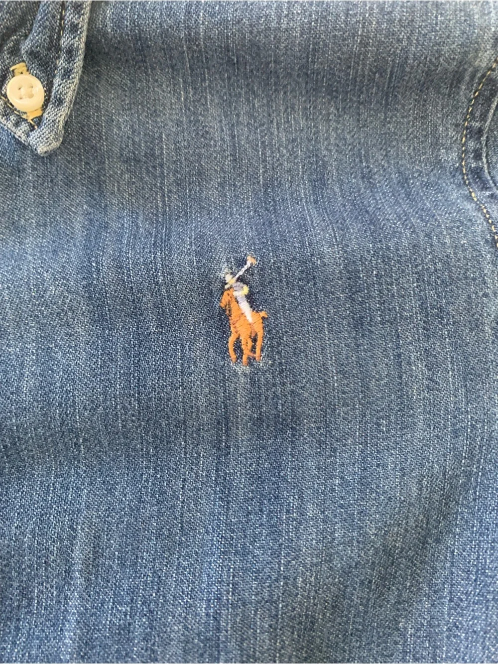 Ralph Lauren Polo Girls 100% Cotton Blue Denim Shirt Dress